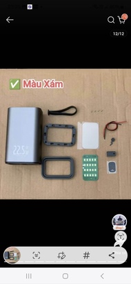 Vỏ Mạch Box Sạc Dự Phòng Sạc Nhanh 225w (6 cell 21700) Vỏ Nhôm Có Đèn Led