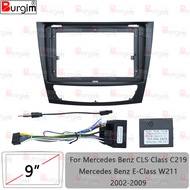 รถวิทยุ Fascias สำหรับ Benz E-Class W211 CLS Class C219 9นิ้ว2DIN สเตอริโอแผงสายไฟสายไฟ Canbus