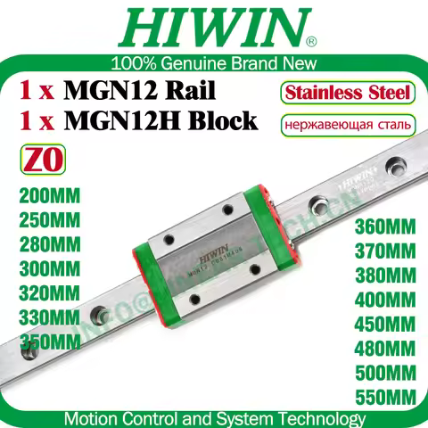 HIWIN Stainless Steel MGN12H Z1 Preloaded MGN12 Linear Rail 150 200 300 350 400mm HIWIN MGN12H Block