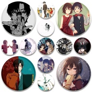 Anime Erased Button Pins Round Creative Cartoon Badge Snap in Design Brooches for Backpack Jewelry A