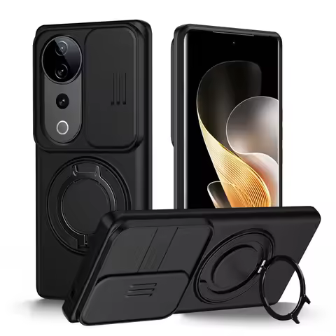 Sliding Camera Lens Cover Armor Phone Case For VIVO V40 V2348 V40Pro V2347 V50 5G V2427 Metal Ring S