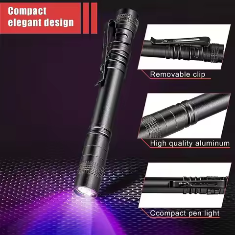 Mini Clip-on 365nm Violet UV Torch Light Ultraviolet Detector Flashlight for Pet Skin Care Check Flu