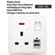 High Quality USB Wall Socket Switch AC / DC Charger Plug Power Adapter UK Wall Socket