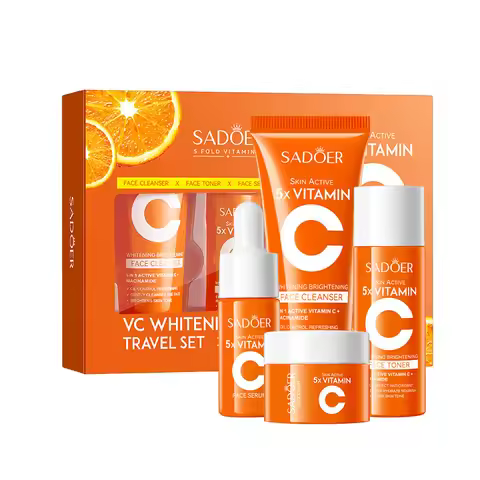 4-piece portable vitamin C moisturizing travel skin care set vitamin C facial cleanser toner essence