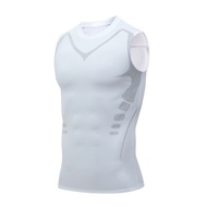 Mens Ion Shaping Vest Ice Silk Weight Loss Vest Shaping Compression Shirt Vest Tummy Sleeve Fitness 