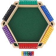 Dice Board Game, 6 Player 6 Color Sided Basswood Tabletop Shut The Box Math Game with 12 Dice