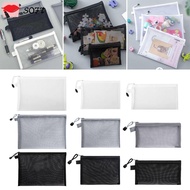 SOFTNESS Mesh File Bag, Transparent A4 A5 A6 Pen Bag,  Nylon File Folders Office