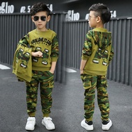 ＜1012＞Boys Camouflage Clothing Set 3pcs for Big Kids Hooded Jacket T-shirt Pant Children Clothes Sui