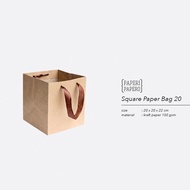 Square Paper Bag/Kraft Chocolate Shopping Bag For Cake Box - 20x20x22 cm (10Pcs)