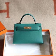 France Window 愛馬仕 Hermes Mini kelly 19 2代 Z6孔雀綠 Epsom 金扣