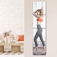 scumio 4 Pcs Full Length Wall Mirror Tiles, 12 x 12 in Self Adhesive Acrylic Square Mirror, Flexible