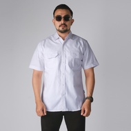 PAKAJI Kemeja Pria Polos Double Pocket Lengan pendek Katun Twill 30s Premium workshirt kemeja kerja 