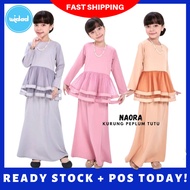 Baju Raya Kurung Peplum 3Layer Tutu Kanak NAORA Widad Kid Anak Perempuan Blouse Kebaya Moden 2 tahun