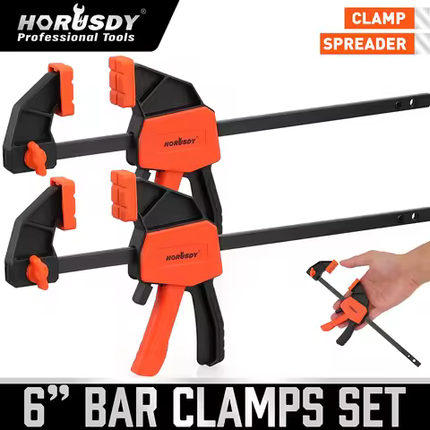 HORUSDY 6" Mini Bar Clamps for Woodworking - 2 Pack Quick Clamps F Clamp with 75 LBS Load Limit