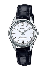 Casio Standard นาฬิกาข้อมือผู้หญิง สายหนังแท้ รุ่น LTP-V005L,LTP-V005L-7B2 - สีเงิน