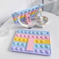 Pop it Fidget Rainbow Silicone Tablet Case with Stand Holder at Strap Samsung Tab A7lite T220 T225