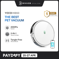 Ecovacs Yeedi k650 Robot Vacuum Cleaner | 2-in-1 2000 Pa Suction and Mop Robot | Tangle-Free | Voice &amp; App Control | Auto-Recharge [1 year warranty]