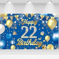 22nd Birthday Decor Birthday Decoration Background Happy 22nd Birthday Banner Flag Balloons Star Sig