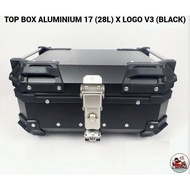 TOP BOX ALUMINIUM 17 (28L) X LOGO V3 ( BLACK / SILVER )