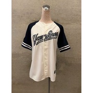♻️二手 MLB洋基隊深藍色棒球T 上衣 外套#龍年行大運#24夏時尚