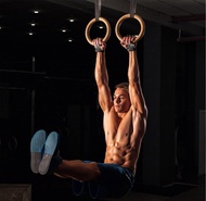 ฟิตเนสไม้ออกกำลังกายห่วงยิมนาสติกชุดสายรัดพร้อมหัวเข็มขัดดึง UPS Fitness Gym Wood Hoops Gymnastics S