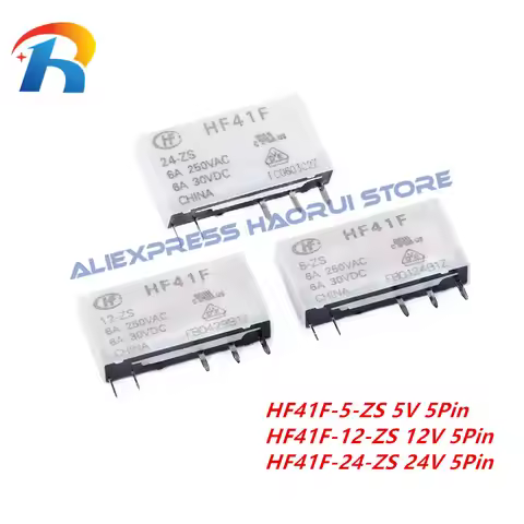 5Pcs Power Relays HF41F 5 12 24V HS ZS HF41F-5-ZS HF41F-12-ZS HF41F-24-ZS HF41F-12-HS HF41F-24-HS Su