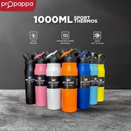 Propappa - 1000ML Stainless Steel Thermos Sport Bottle | Botol Sukan Termos Tahan Panas & Sejuk