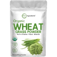 Micro Ingredients Sustainably US Grown, Organic Wheat Grass Powder 100% Whole-Leaf 16 Ounce Rich in Immune Vitamins, Fibers and Minerals, Support Digestion Function, Vegan Friendly