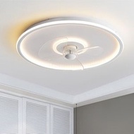 現代吸頂電風扇吊燈（簡圓白色-55CM-無極調光-變頻遙控-小米小愛版）