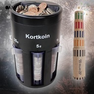 CAMELLI Coin Sorter, 1/5/10/25 Denomination Savings Plan Piggy Bank,  5-in-1 Rotating USD Coin Stora