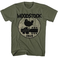 Men's cotton T-shirt Woodstock Music 1969 Logo Adult Short Sleeve T Shirts Vintage Style Graphic Tee