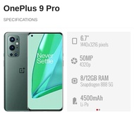 Used OnePlus 9 Pro 5G || 12GB+256GB || Snapdragon 888 5G(5nm) || AMOLED Wireless Charging Phone