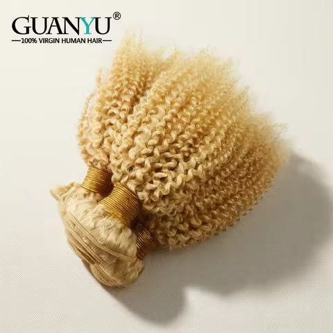 4*4 Kinky Curly Blonde #613 Hair Bundle 1pc Brazilian Virgin Human Hair 4B 4C Blonde Bundle Hair Wef