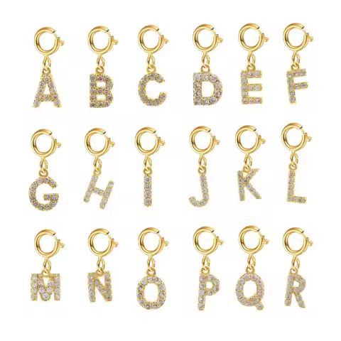 Alphabet initial Letter pendant Zirconia Letter charms for jewelry making Necklace earring jewelry k