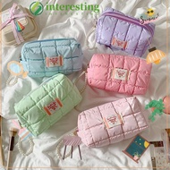 INTERESTING Quilted Pencil , Large Capacity Multifunctional Pencil Bag, Solid Color Stationary Stora