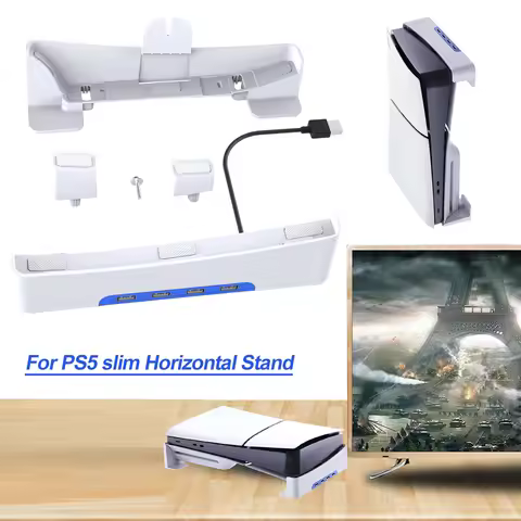 For PS5 Slim Base Stand Side Stand Base Anti-Slip Mads with 4-Port USB2.0 Hub Display Stand for PS5 