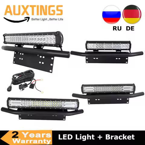 18 20 23in 126W 288W 324W Led Light Bar + Bull Bar Front Bumper License Plate Bracket Wiring kit For