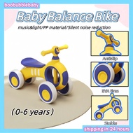 Baby Balance Bike with Music&Lights Children Bicycle 4-wheel Mini Walker Scooter Kids Cycling Bike