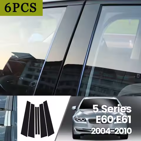 For BMW 5 Series E60 E61 2004-2010 2005 2006 2007 Bright Black Carbon Fibre Window Door Waterproof B