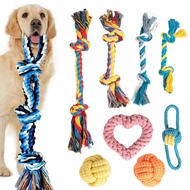 Dog Toys Rope Toy for Medium Large Dogs Knot Molar Bite Rope Dog Toy Cotton Washable Ball Teeth Clea
