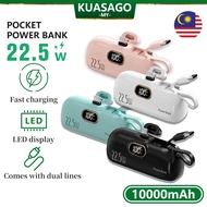 ✅CCC✅10000mah powerbank original Built Cables Mini Capsule Portable 22.5W Super Fast Charging 胶囊充电宝