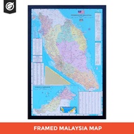 Frambie Malaysia Map WIth Frame | Framed Office Malaysia Map Print | Large Format 91.5cm x 61cm