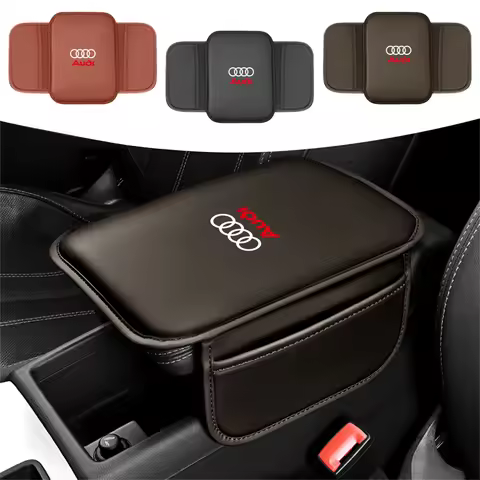 Leather Car Armrest Box Pad Auto Arm Rest Protection Cushion Cover for Audi Sline A3 8P 8L 8V A4 TT 