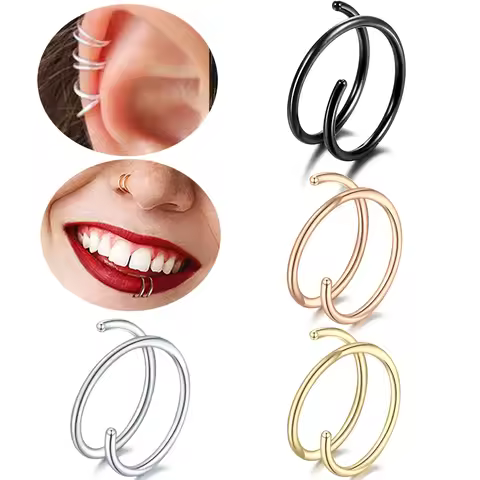 1PC Surgical Steel Nose Hoop Rings 20G Double Layers Nostril Piercings Earring Cartilage Tragus Lip 