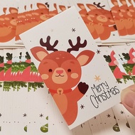 50Pcs Merry Christmas Cards Happy New Year Greeting Card With Cute Christmas Tree Santa Deer Pattern For Small Business Gift Decoration Thank You Cards