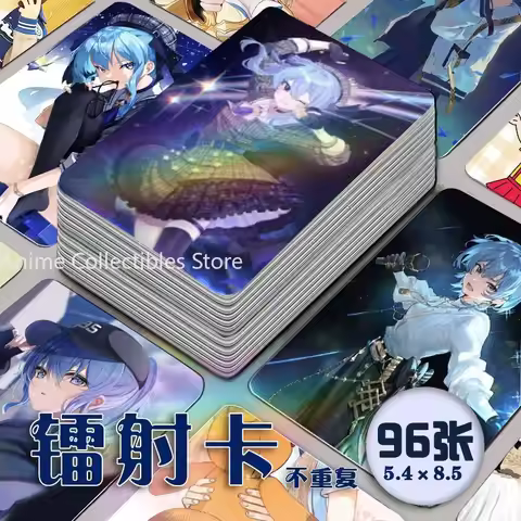 96 PCS Hololive Hoshimachi Suisei Anime Laser Card Cosplay Rounded Corners LOMO Card Christmas Gifts