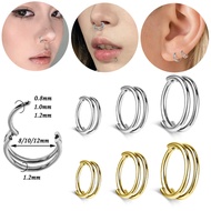1PC 16G/18G/20G Nose Rings Stainless Steel Hoop Earrings Double Layer Nose Piercing Septum Rings 8/1