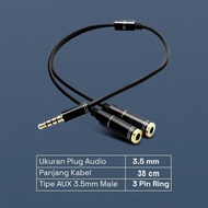 SAKHSHP Overfly Splitter Audio 3.5mm Male to 3.5mm Female Headphone Mic 38cm - AV114