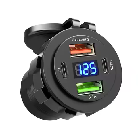 83W PD30W Fast Charging 22.5W USB Type C 4 Ports Car Charger Socket with Voltmeter Power Outlet Adap
