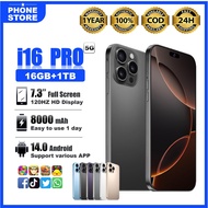 COD Handphone Baru 5G Phone i16 Pro Max Android 14 16GB+1TB 7.3 Inch 8000mAh Original 1 Year Warrant